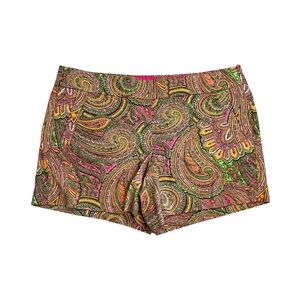 J.Crew Paisley Print Chino Shorts in Pink, Green, Orange and Yellow
